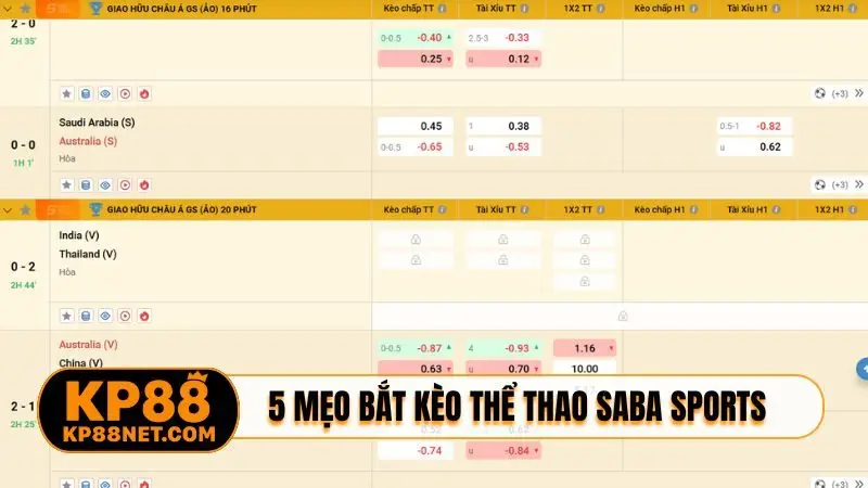 5 mẹo bắt kèo thể thao SABA sports