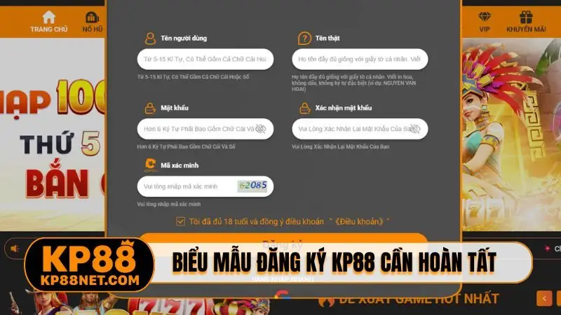 Biểu mẫu đăng ký KP88 cần hoàn tất